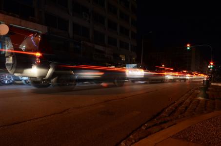 交通, 灯, 汽车, 刹车, 道路, 街道, 晚上