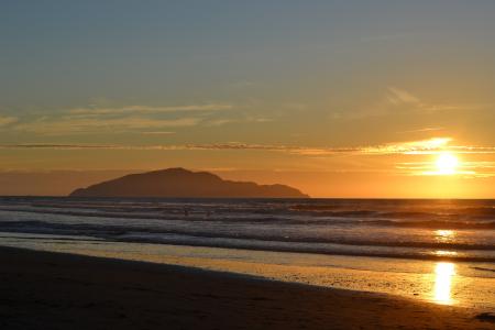日落, 卡皮蒂海岸, 新西兰, 美丽的宁静