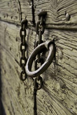 戒指, 门, 木材, 老, 链, 金属, 钢