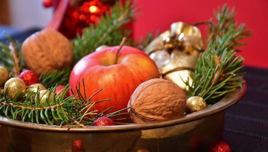 来临, 苹果, 球, 盆地, 分支机构, 庆祝活动, 圣诞节