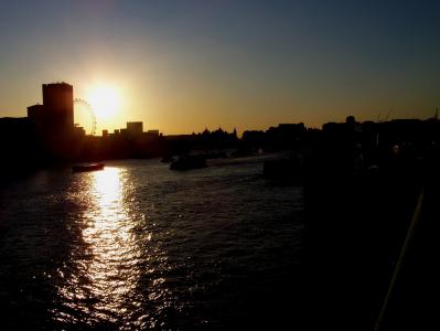 日落, 泰晤士河, 河, 泰晤士河畔, 伦敦, 城市景观, 旅游