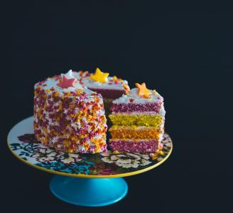 蛋糕, 多彩, 色彩缤纷, 甜点, 食品, 糕点, 洒水车