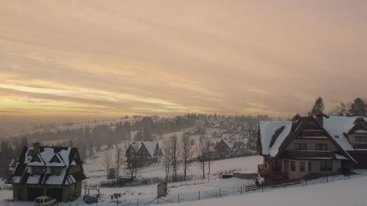 冬天, 景观, 雪, 波兰, 山脉, 视图, 日落