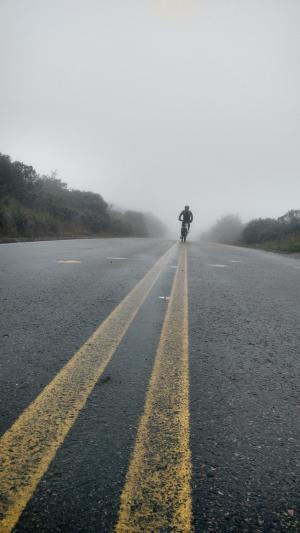雾, 道路, 山, 自行车, 多云, 自然, 沥青