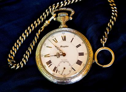 时间, 跳蚤市场, 字符串, 古董手表, 怀表, 黄金, 黄金色