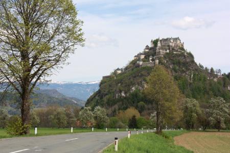 城堡, 奥地利, 道路, 小山, 堡垒, 中世纪