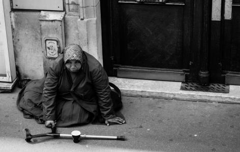 吉普赛人, 乞丐, 巴黎, 街道, 人, 黑色和白色, 贫困