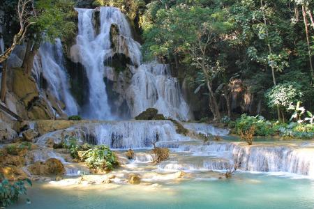 琅勃拉邦, 老挝, 文化遗产, 多彩, 美丽, 矿寺瀑布, 光寺瀑布