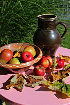 苹果, 秋天, 水果, 收获, 自然, 餐桌装饰, 罐子里