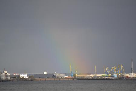 雷雨, 自然, 天空, 彩虹, 心情, 海港, 港口