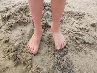 双脚, 沙子, 脚, 赤脚, 步行, 北海, 波罗地海
