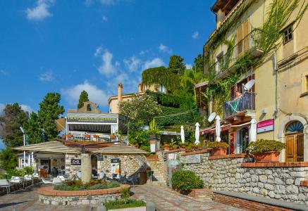 西西里岛, 熨烫, 常春藤, 露台, 陶尔米纳, 咖啡厅, 绿色植物