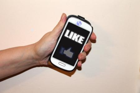 移动电话, 媒体, facebook, 像, 拇指