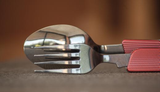 餐具, 叉子, 勺子, 牙齿, 不锈钢, 设备, 钢
