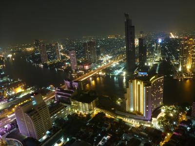 曼谷, 天际线, 泰国, 摩天大楼, 晚上, 城市, 大城市