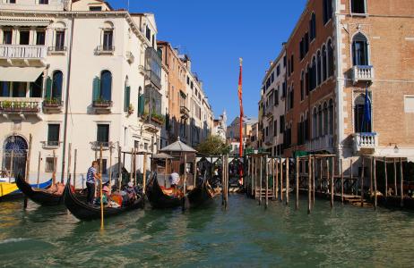 威尼斯, 意大利, 通道, 吊船, 浪漫, 启动, 威尼斯-意大利