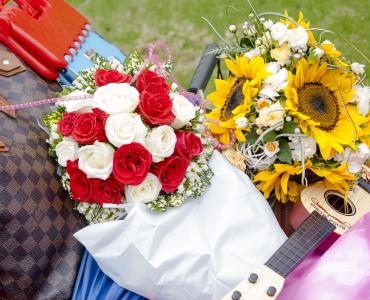 花, 上升, 礼物, 花束, 吉他