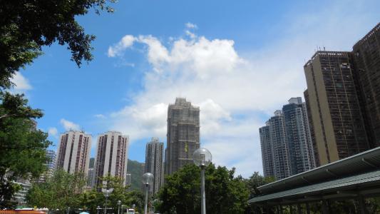 香港, 天际线, 摩天大楼, 夏季, 城市