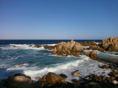 撒丁岛, 海, 地中海, 网上冲浪, 岩石, 海岸, 海滩