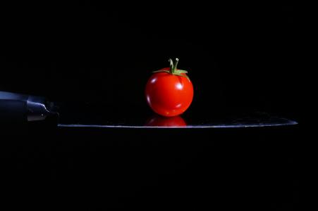 番茄, 刀, 厨师, 红色, 黑色, 厨房, 蔬菜