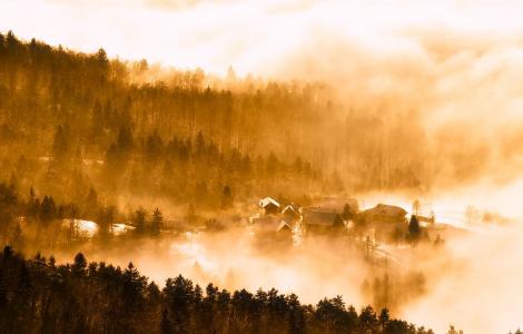 斯洛文尼亚, 日出, 黎明, 早上, 雾, 阴霾, 雾