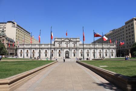智利, la 莫内达宫, 阳光灿烂的日子, 夏季, 建筑, 国旗, 著名的地方