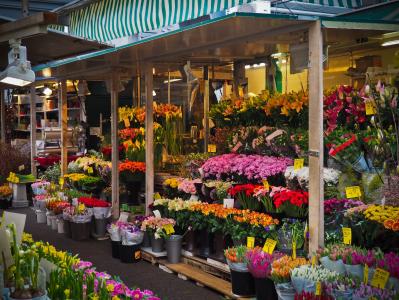 市场, 花, 农民本地市场, 花是, 花卉贸易, 市场摊位, 出售鲜花
