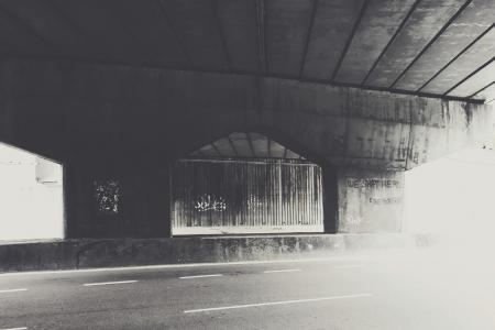 立交桥, 道路, 路面, 涂鸦, 混凝土, 黑色和白色