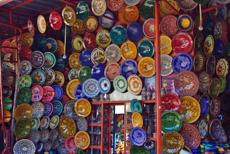 摩洛哥, 马拉喀什, 市场, 露天市场, 显示, 板, 菜肴