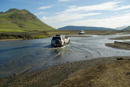 冰岛, 河, 福特, 4 x 4, landmannalaugar
