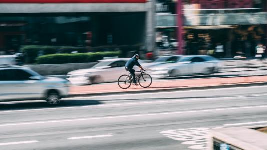 自行车, 模糊, 汽车, 城市, 骑自行车的人, 道路, 城市
