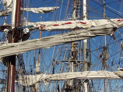 桅杆, 帆船, 字符串, 绳子, 传统, 蓝蓝的天空, 导航