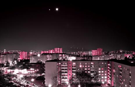 维也纳, 城市, 晚上, 灯, 粉色, 家园, 城市的灯光
