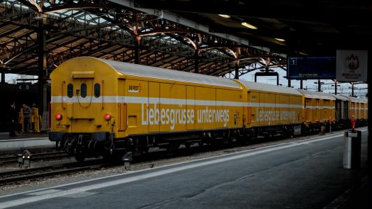黄色, 发布, 马车, 火车站, 洛桑, 瑞士, 火车