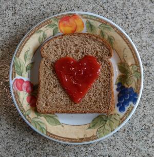 面包, 心, 爱, 切片, 红色, 食品, 形状