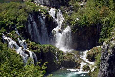 十六国家公园, 瀑布, 水, 绿色, 克罗地亚, 普利特维切, 景观