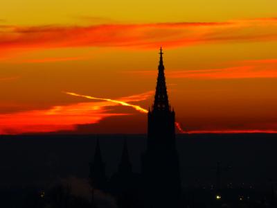 日出, 乌尔姆, 乌尔姆大教堂, 天空, 美丽, 心情, 早上