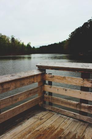 棕色, 木制, 栅栏, 自然, 水, 河, 湖
