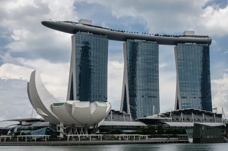 滨海湾金沙, 新加坡, 具有里程碑意义, 天际线, 酒店, 水, 建筑