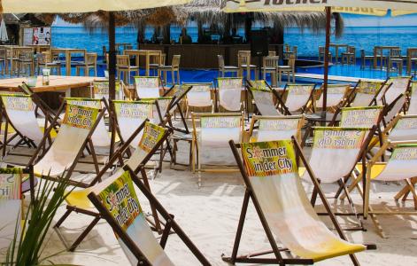 假日, 海, 海滩, 酒吧, 甲板上的椅子, 太阳, 棕榈树