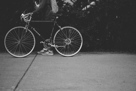 自行车, 自行车, 黑白, 骑自行车的人, 路面, 人, 街道