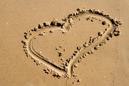 海滩, 爱, 心, 浪漫, 情人节, 浪漫