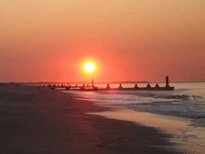 日出, 海洋, 海滩, 海岸线, 五月角, 海岸, 新泽西州