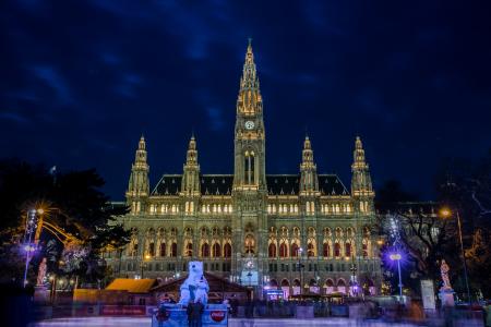 大会堂, 维也纳, 市政厅正方形, 滑冰空间, 圣诞辉煌, 圣诞市场, 城市