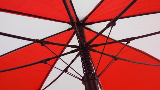 雨伞, 红色, 白色, 颜色, 机制, 打开, 阳伞