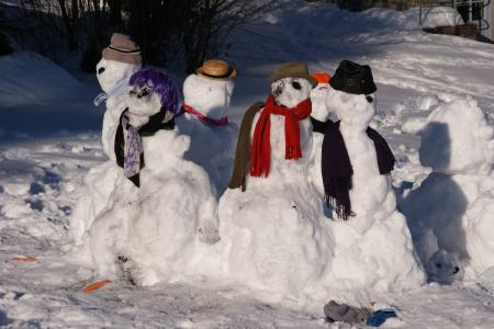 雪, 冬天, 小雪人, 家庭, 感冒, 有趣