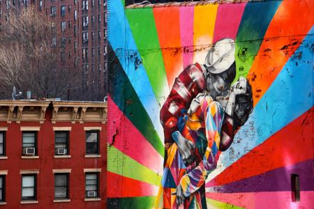爱, 吻, 城市, 涂鸦, highline, 曼哈顿, 街艺术