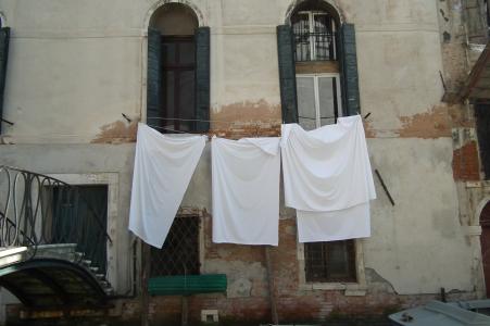 威尼斯, 干燥, 亚麻, 窗口, 建筑, 洗衣
