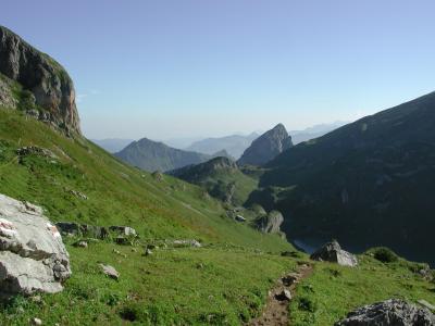 lidernenhuette, 高山, 瑞士, 山脉, 线索, 路径, 单路