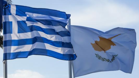 希腊, 塞浦路斯, 民族, 国家, 旗帜, 挥舞着